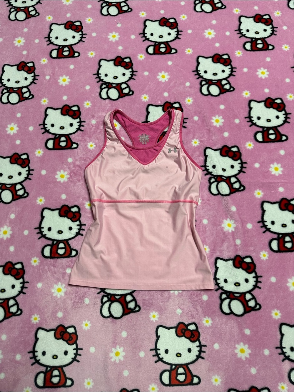 Under Armour Pink Racerback Layered Tank Top